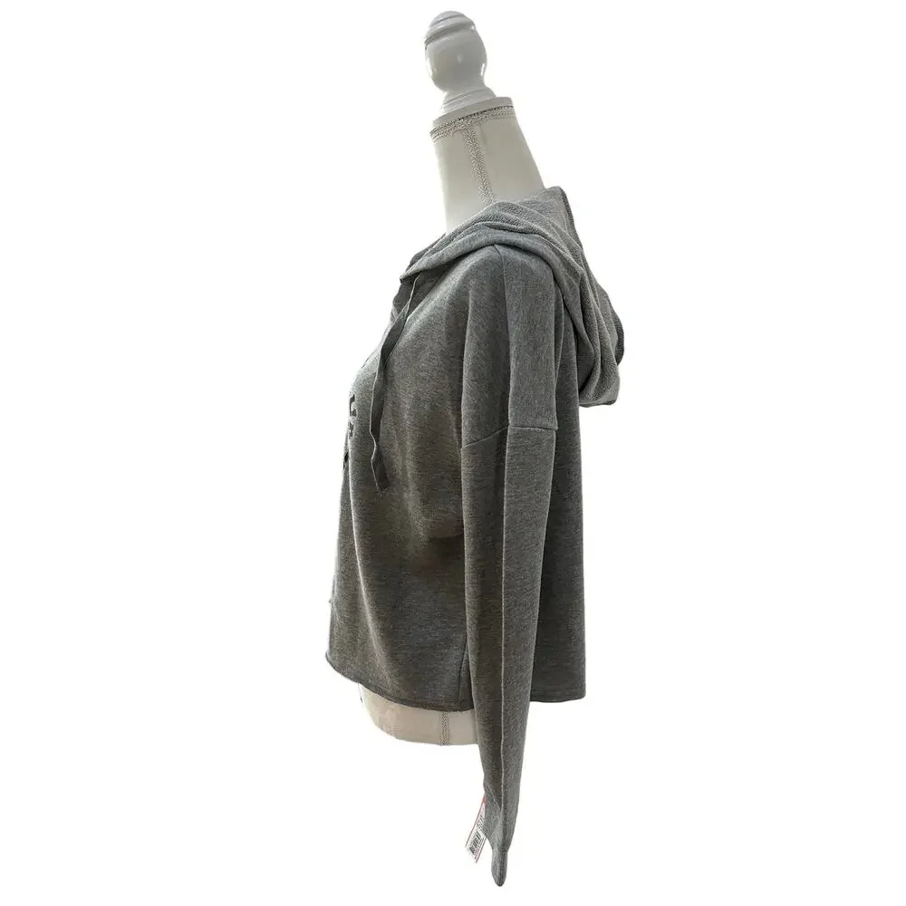 NWT Anxiety Club Dripping Smiley Face Gray Hooded Sweatshirt Oversized SZ Small - Picture 4 of 12